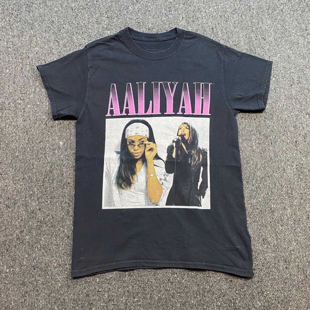 Aaliyah Graphic TShirt‎ Sz S Mens Black Streetwear Hip Hop R&B Music Merch Tee